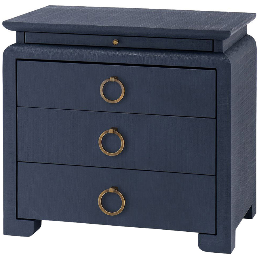 Villa & House Elina 3-Drawer Navy Side Table with Owen Pull