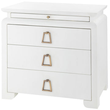 Villa & House Elina 3-Drawer Side Table, White in Kelley Pull