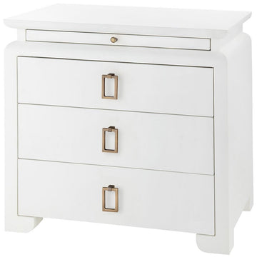 Villa & House Elina 3-Drawer Side Table, White in Raquel Pull