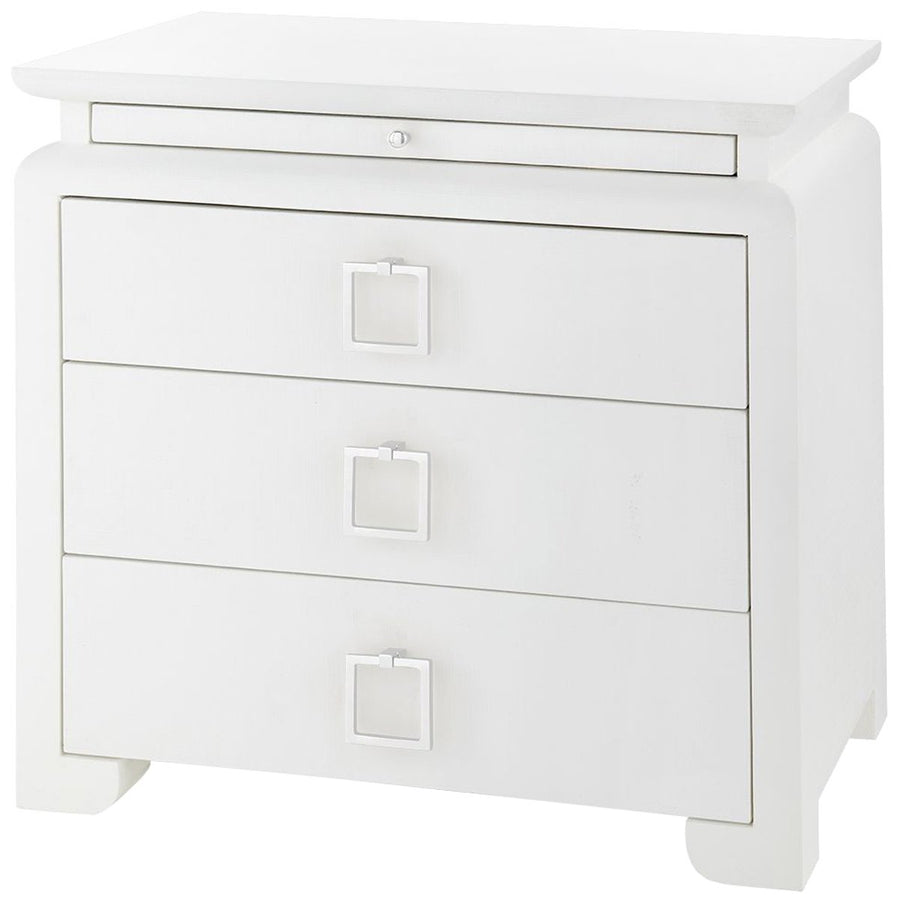 Villa & House Elina 3-Drawer Side Table, White in Santino Pull