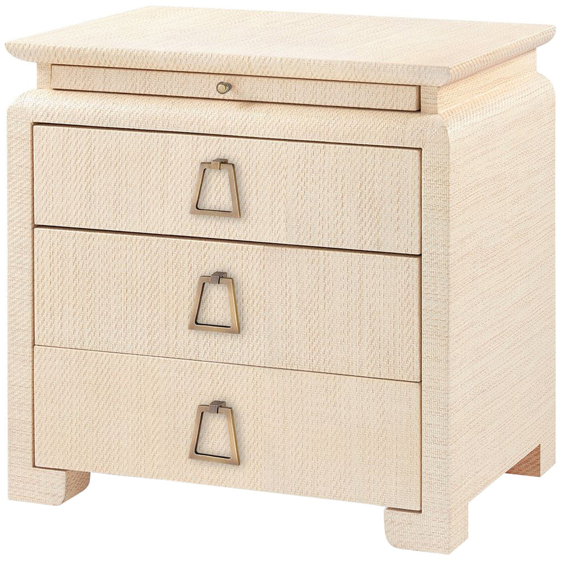 Villa & House Elina 3-Drawer Natural Side Table with Kelley Pull