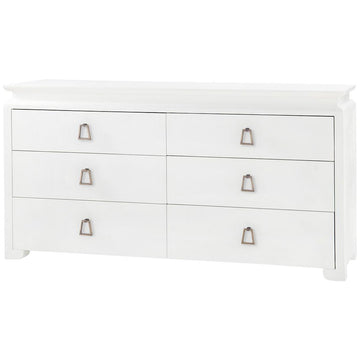 Villa & House Elina Extra Large White 6-Drawer Dresser in Kelley Pull