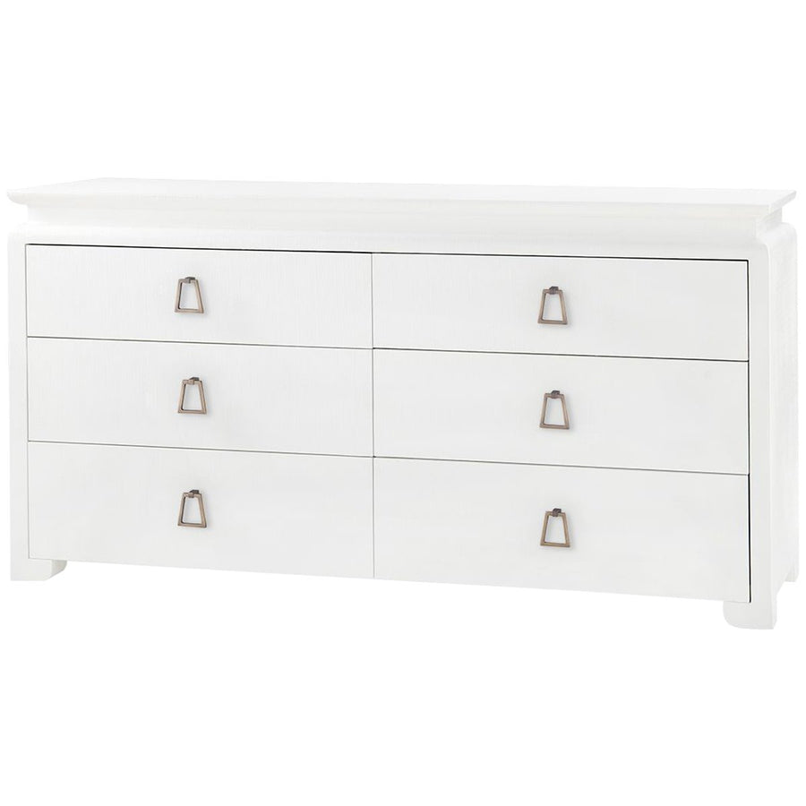 Villa & House Elina Extra Large White 6-Drawer Dresser in Kelley Pull