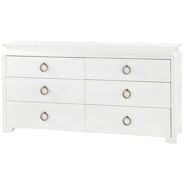 Villa & House Elina Extra Large White 6-Drawer Dresser in Owen Pull