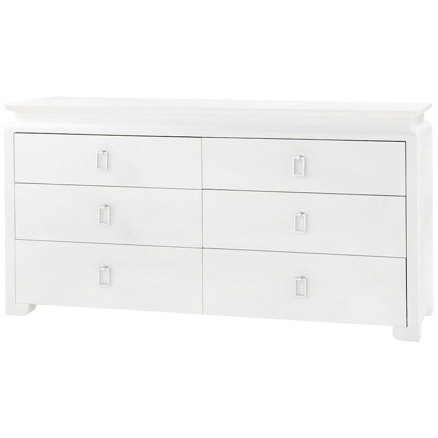 Villa & House Elina Extra Large White 6-Drawer Dresser in Raquel Pull