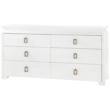 Villa & House Elina Extra Large White 6-Drawer Dresser in Raquel Pull