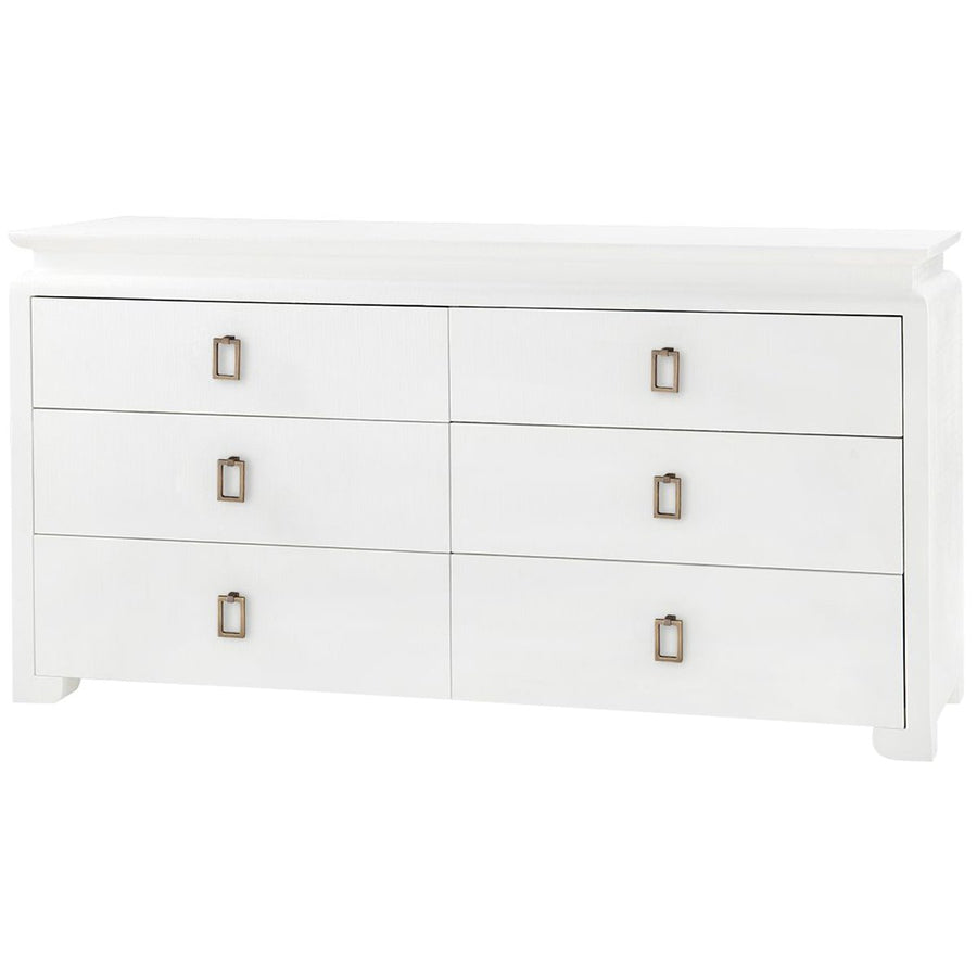 Villa & House Elina Extra Large White 6-Drawer Dresser in Raquel Pull