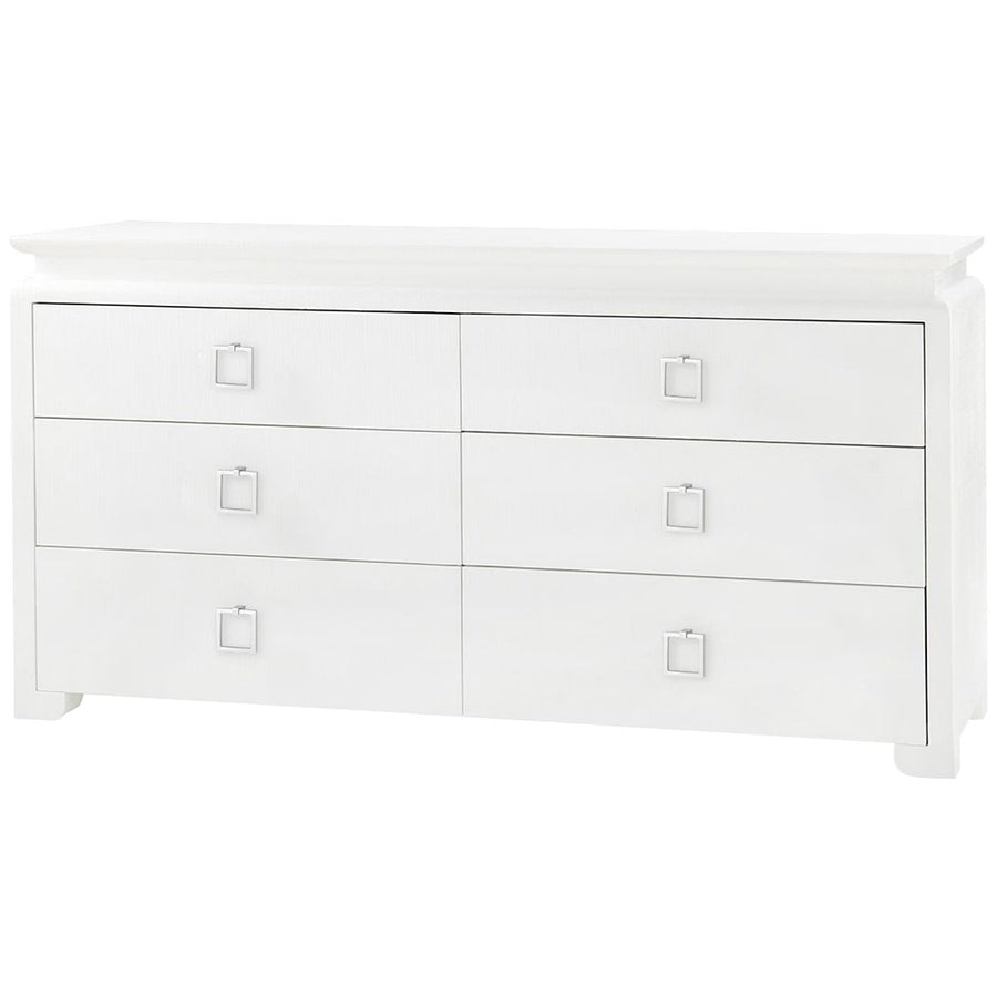 Villa & House Elina Extra Large White 6-Drawer Dresser in Santino Pull