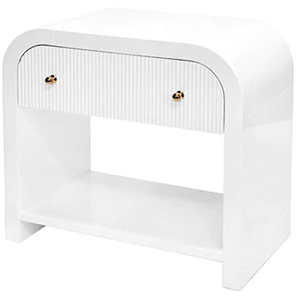 Worlds Away Esther Side Table in Glossy White Lacquer