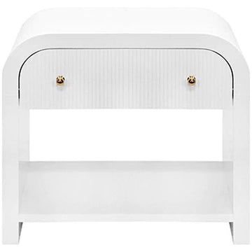 Worlds Away Esther Side Table in Glossy White Lacquer