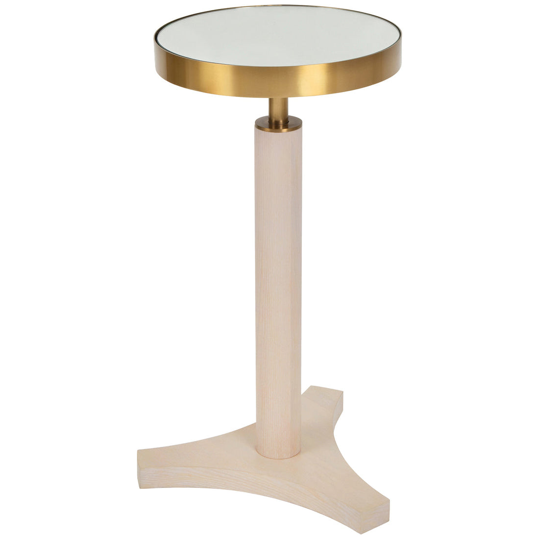 Worlds Away Round Cigar Table with Antique Brass Detail and Mirror Top