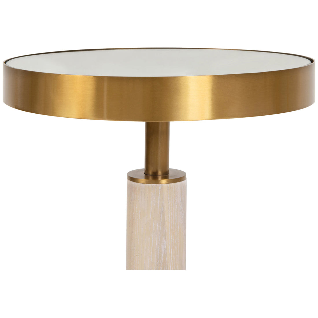 Worlds Away Round Cigar Table with Antique Brass Detail and Mirror Top