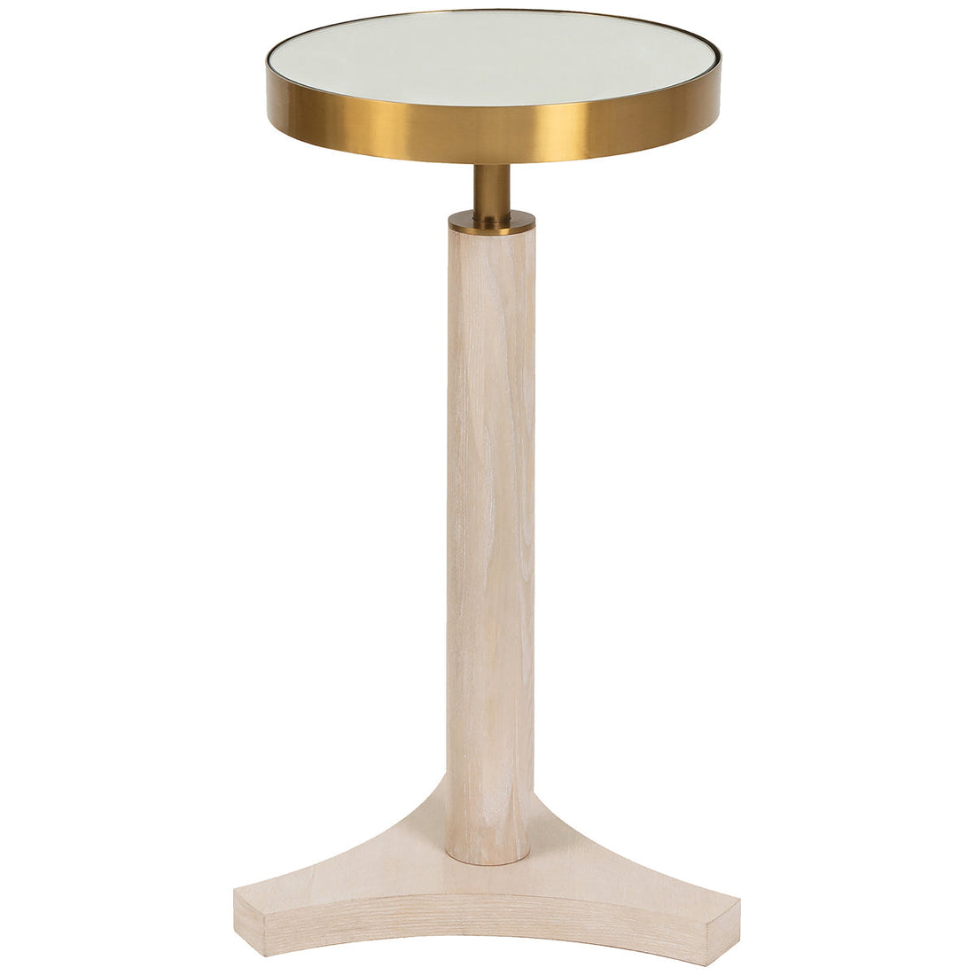 Worlds Away Round Cigar Table with Antique Brass Detail and Mirror Top