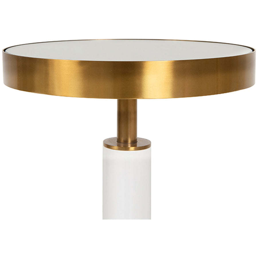 Worlds Away Round Cigar Table with Antique Brass Detail and Mirror Top