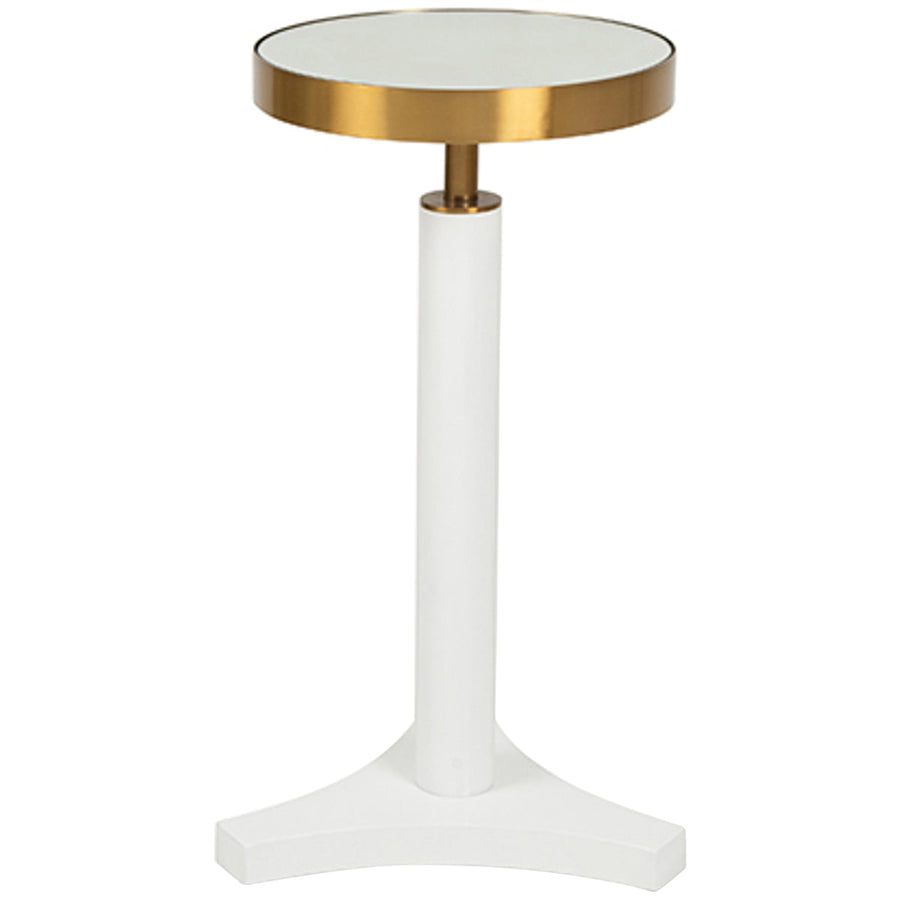 Worlds Away Round Cigar Table with Antique Brass Detail and Mirror Top