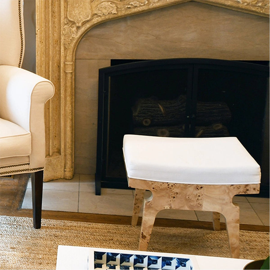 Worlds Away Fergie Rectangular Stool in Burl Wood