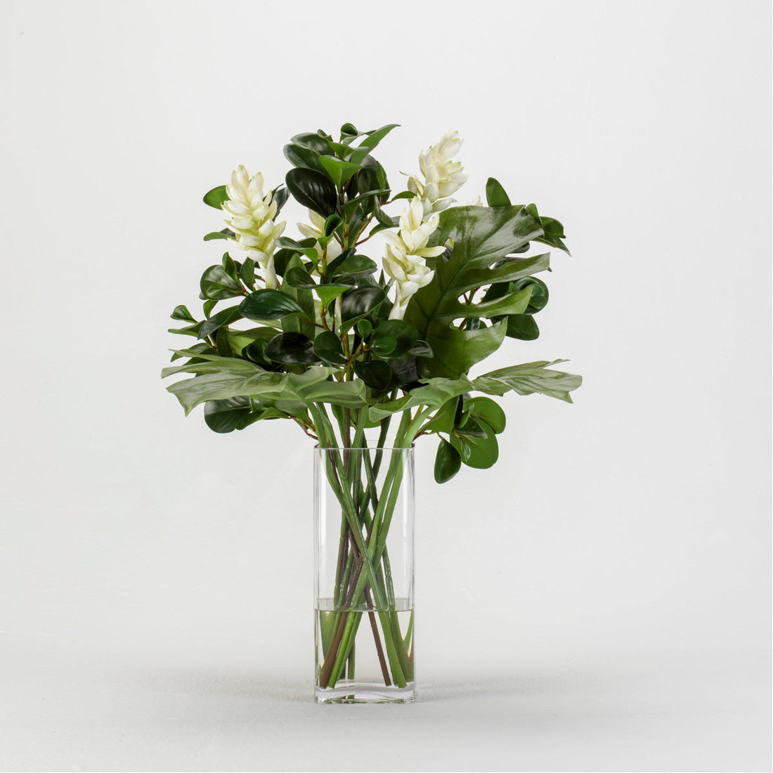 Sonder Living Ginger and Mixed Leaf Arrangement - Glass Square Vase