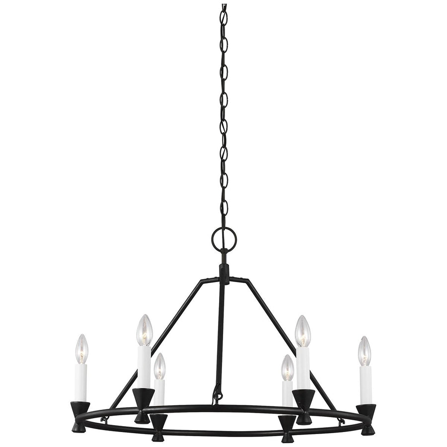 Feiss Keystone 6-Light Small Chandelier - Aged Iron