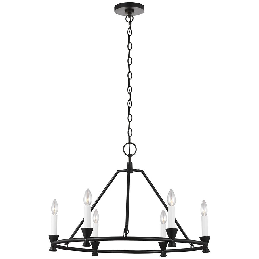 Feiss Keystone 6-Light Small Chandelier - Aged Iron