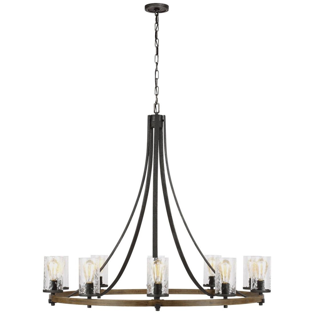 Feiss Angelo 10-Light Chandelier - Distressed Weathered Oak