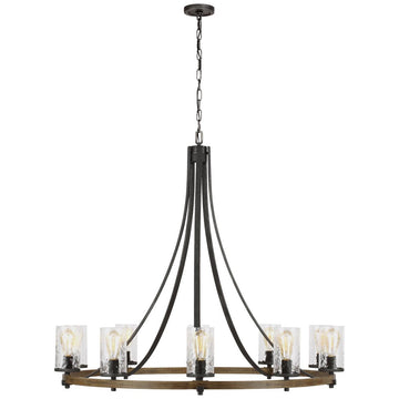 Feiss Angelo 10-Light Chandelier - Distressed Weathered Oak