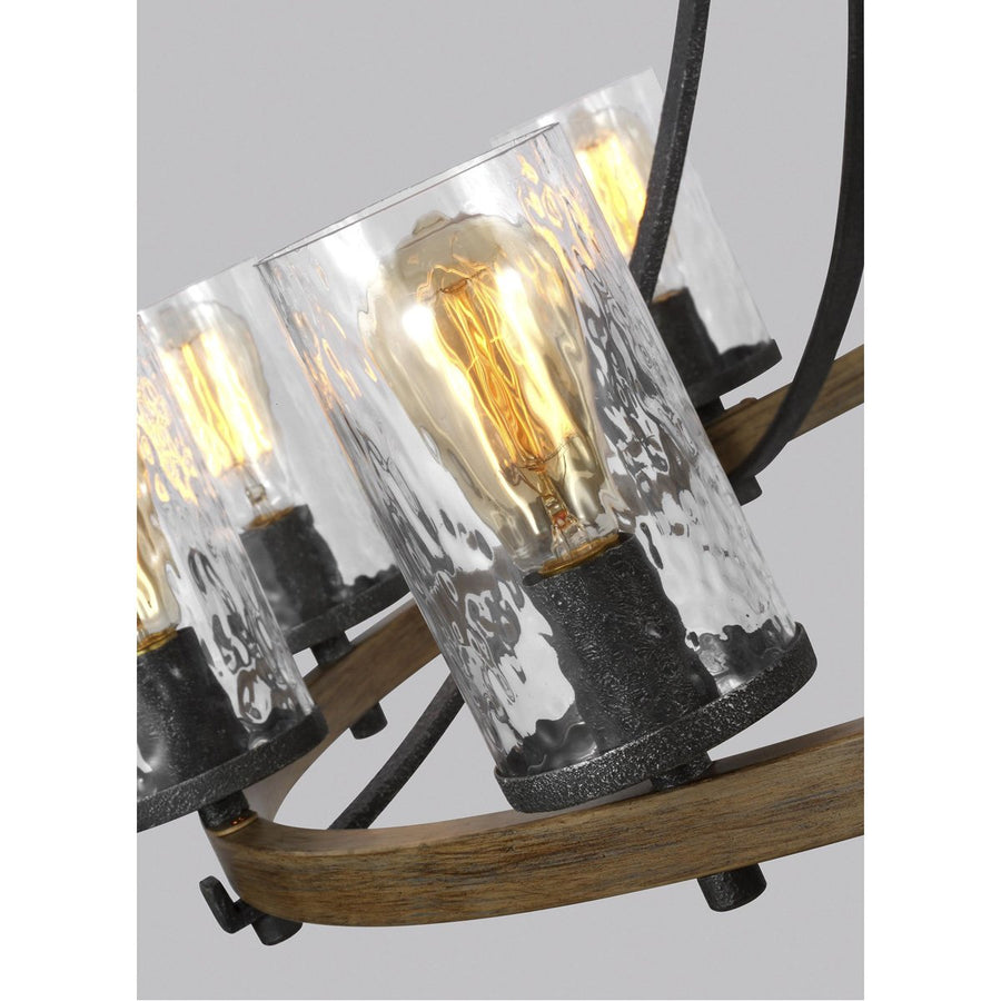 Feiss Angelo 10-Light Chandelier - Distressed Weathered Oak