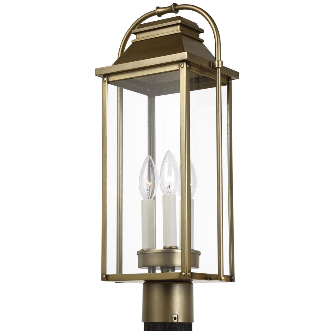 Feiss Wellsworth 3-Light Post Lantern - Painted Distressed Brass