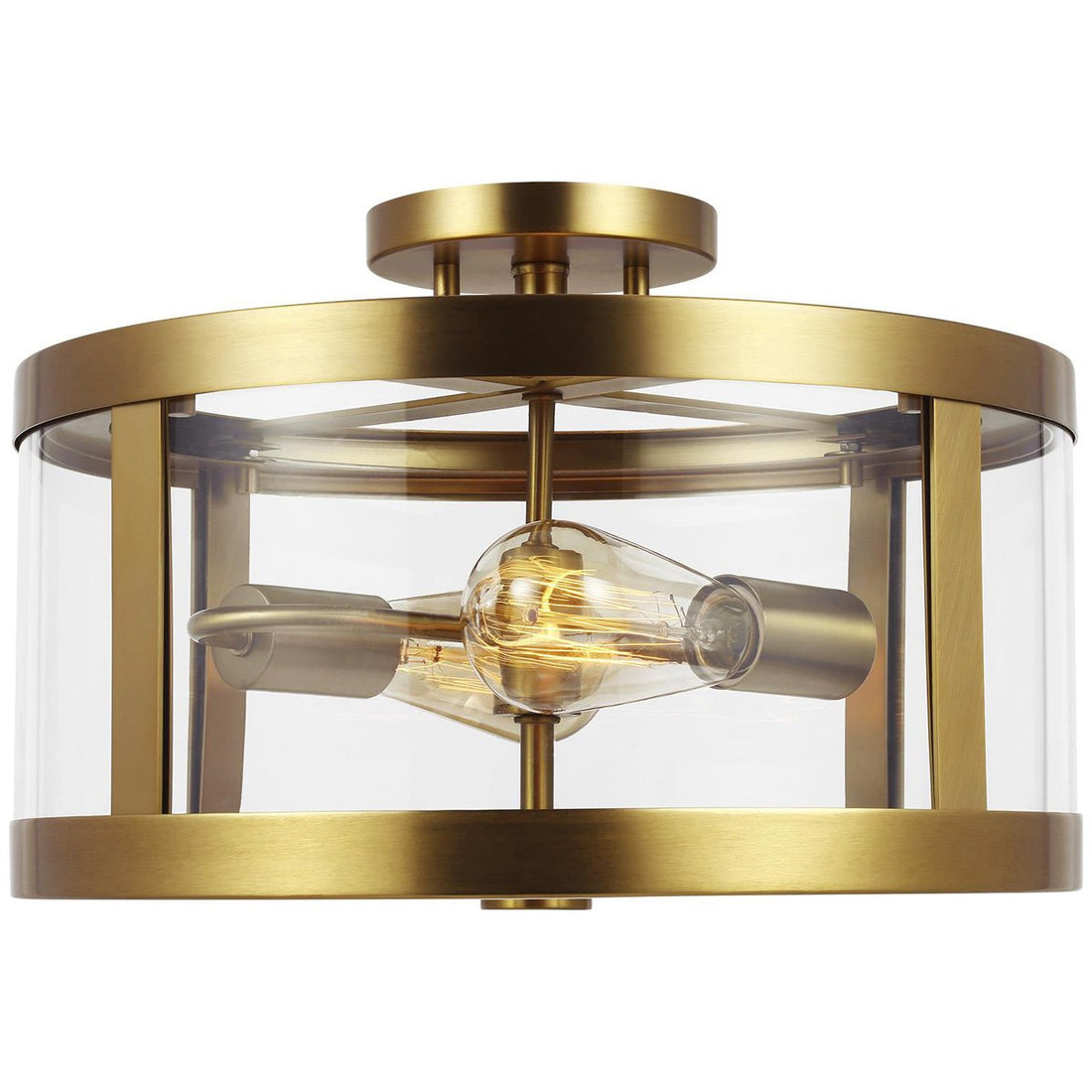 Feiss Harrow 2-Light Semi Flush Mount - Burnished Brass