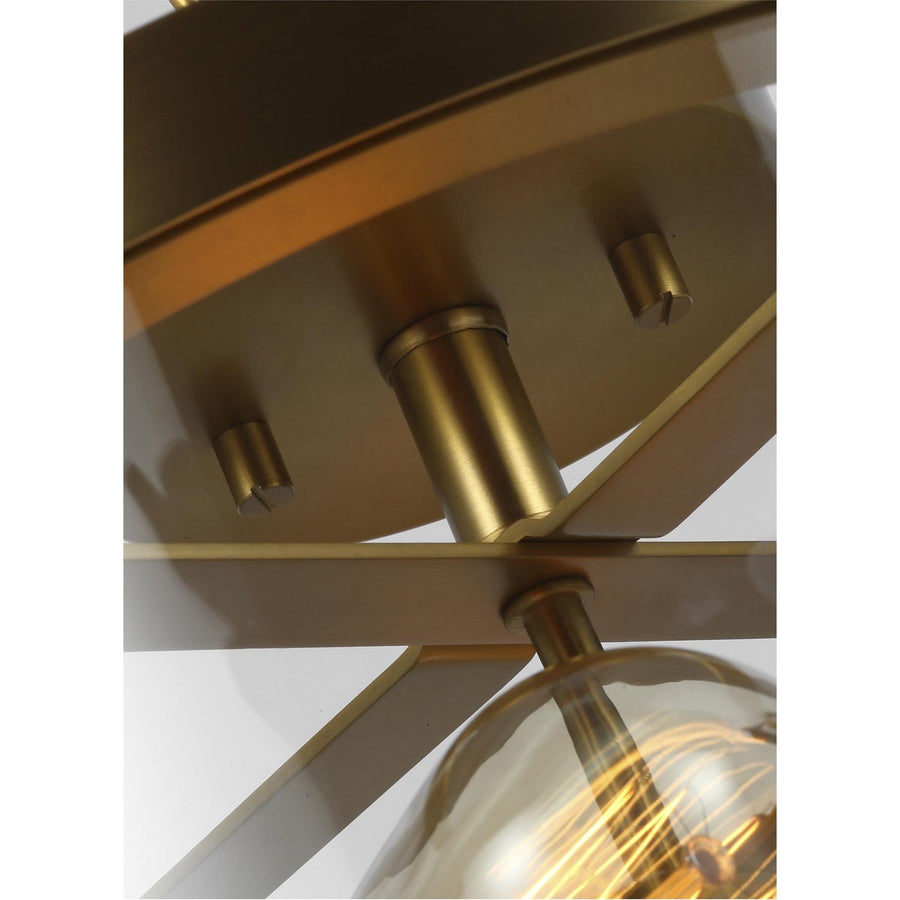 Feiss Harrow 2-Light Semi Flush Mount - Burnished Brass