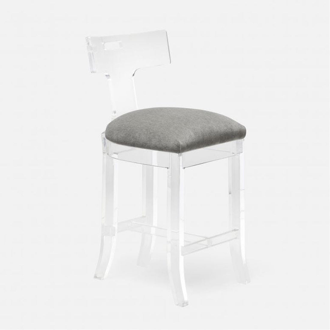 Made Goods Aldercy Clear Acrylic Counter Stool in Bassac Leather