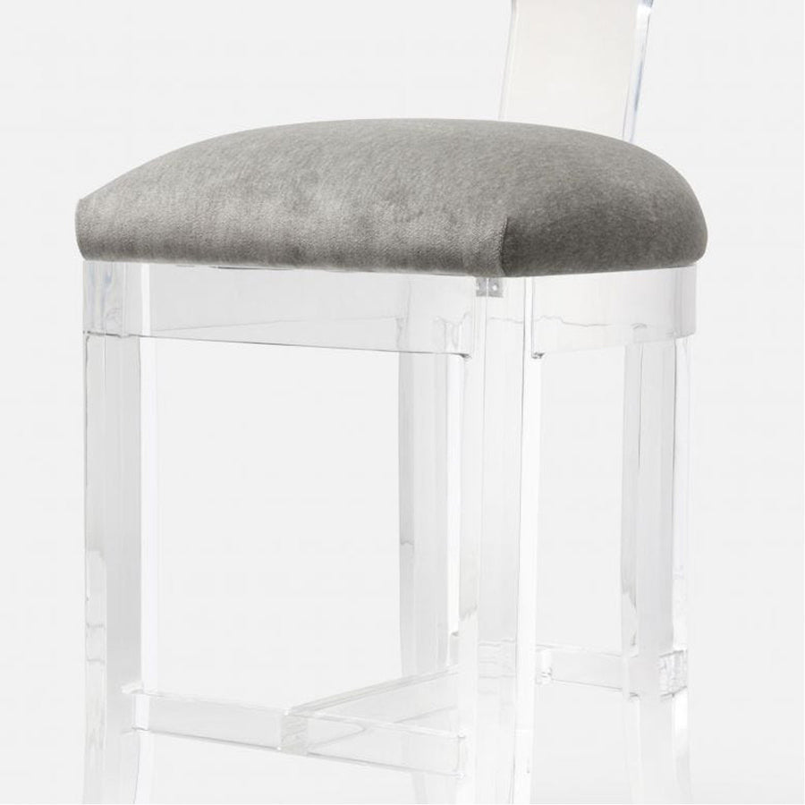 Made Goods Aldercy Clear Acrylic Counter Stool in Nile Fabric