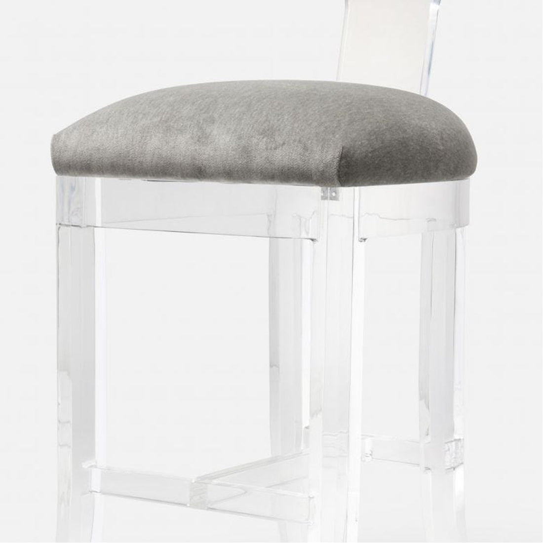 Made Goods Aldercy Clear Acrylic Counter Stool in Marano Wool-On Lambskin