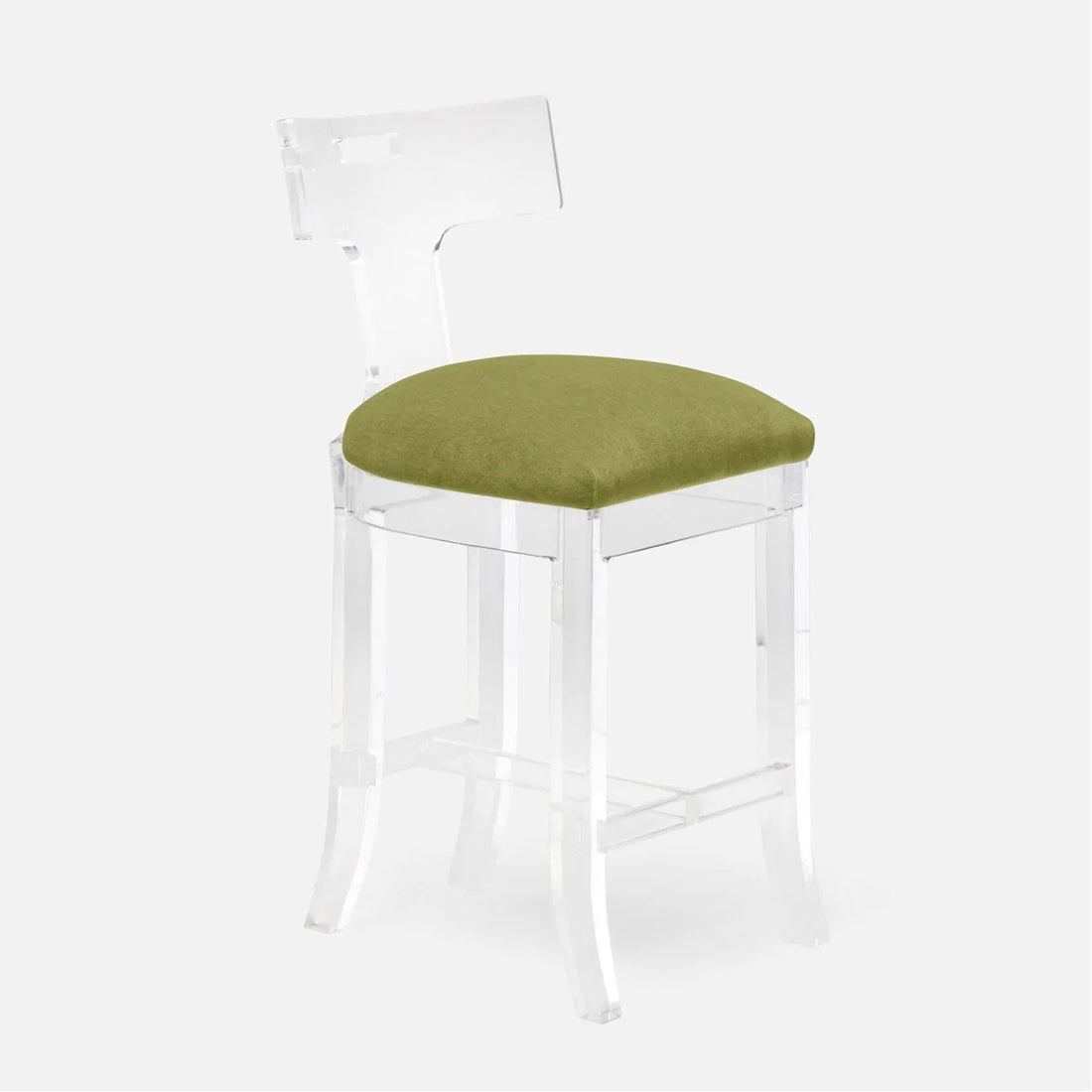 Made Goods Aldercy Clear Acrylic Counter Stool in Aras Mohair