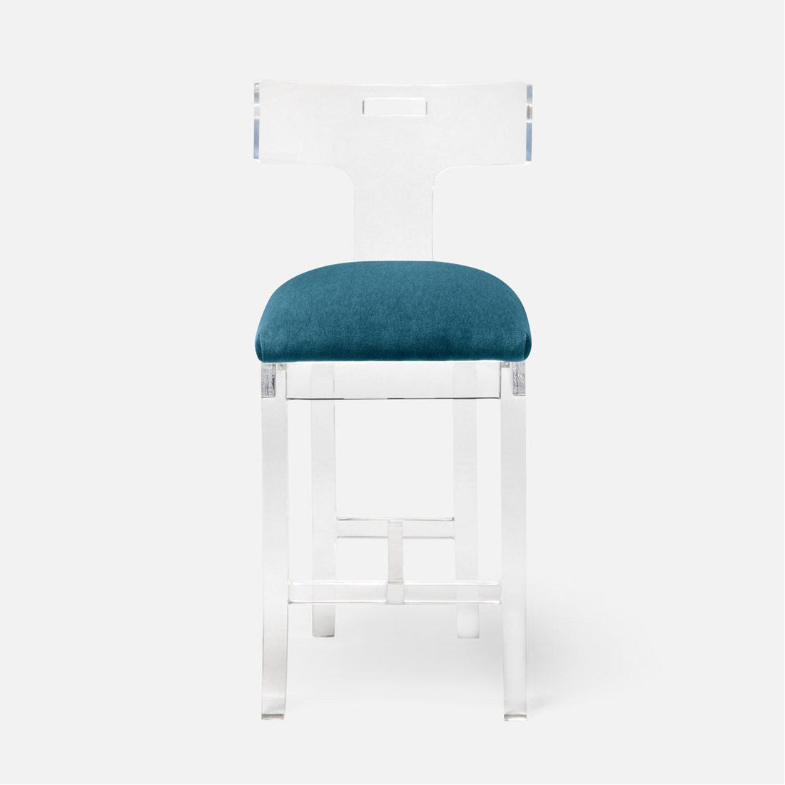 Made Goods Aldercy Clear Acrylic Counter Stool in Liard Cotton Velvet