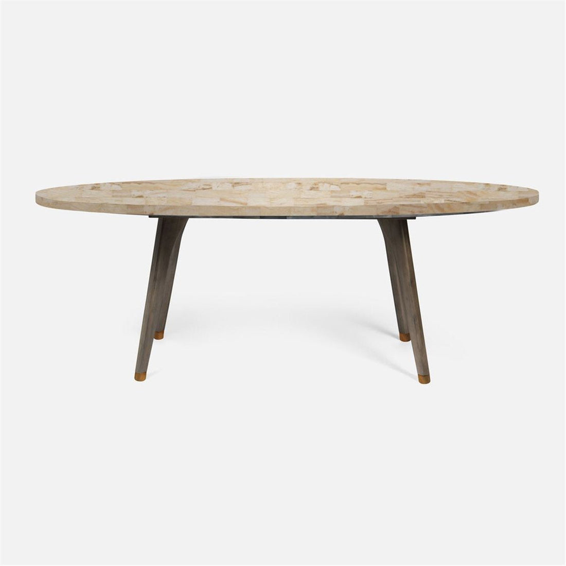 Made Goods Alder Oval Dining Table in Stone Top