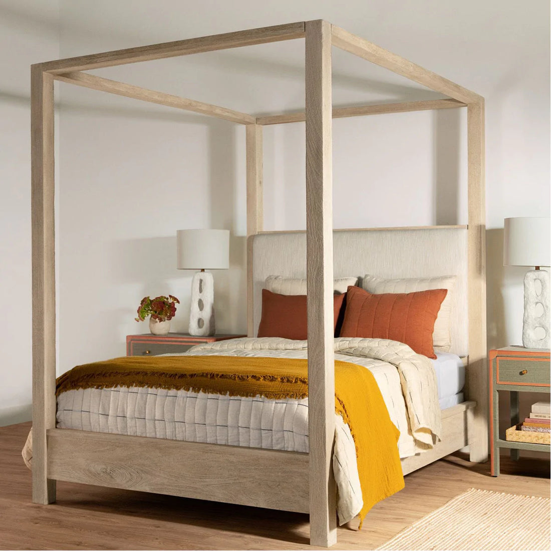 Made Goods Allesandro Boxy Canopy Bed in Alsek Fabric