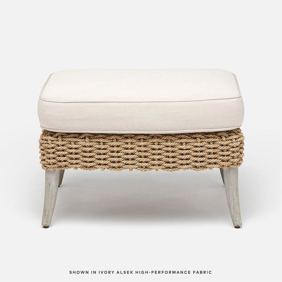 Made Goods Arla Faux Rope Outdoor Ottoman in Havel Velvet