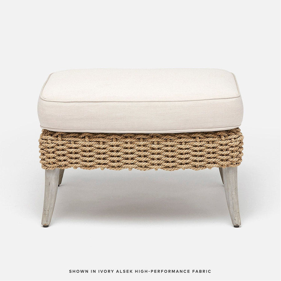 Made Goods Arla Faux Rope Outdoor Ottoman in Garonne Marine Leather