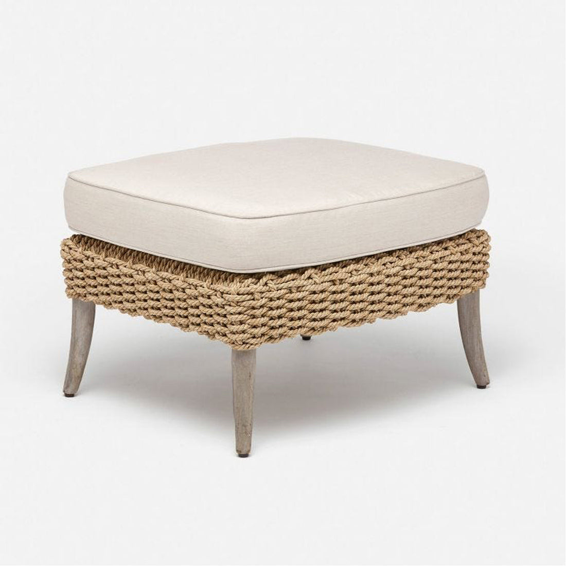 Made Goods Arla Faux Rope Outdoor Ottoman in Havel Velvet