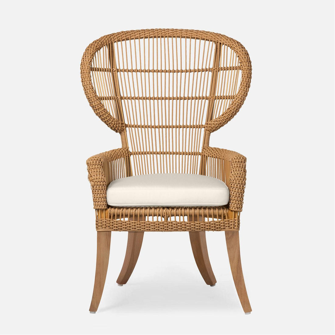 Made Goods Aurora Woven Wingback Outdoor Dining Chair in Garonne Leather