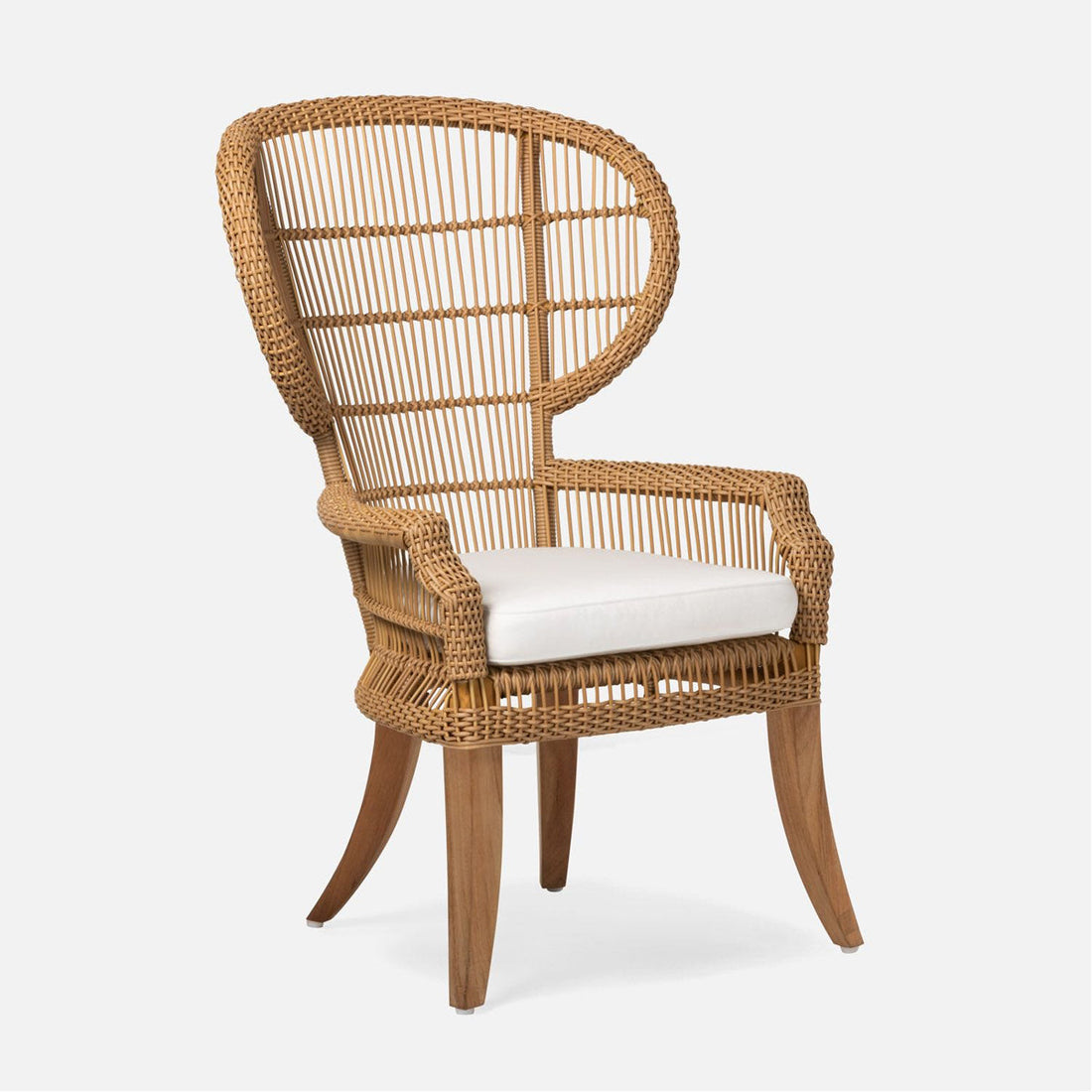 Made Goods Aurora Woven Wingback Outdoor Dining Chair in Lambro Boucle