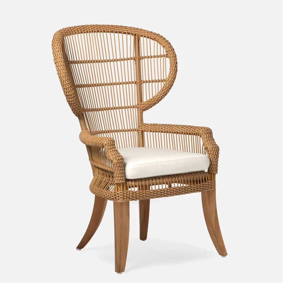 Made Goods Aurora Woven Wingback Outdoor Dining Chair in Danube Fabric