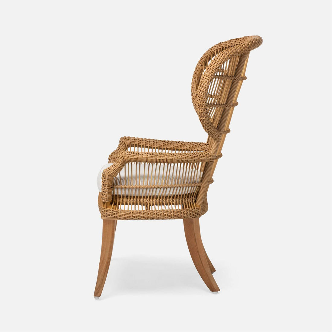 Made Goods Aurora Woven Wingback Outdoor Dining Chair in Volta Fabric