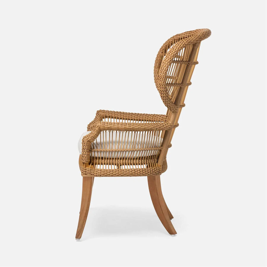 Made Goods Aurora Woven Wingback Outdoor Dining Chair in Danube Fabric