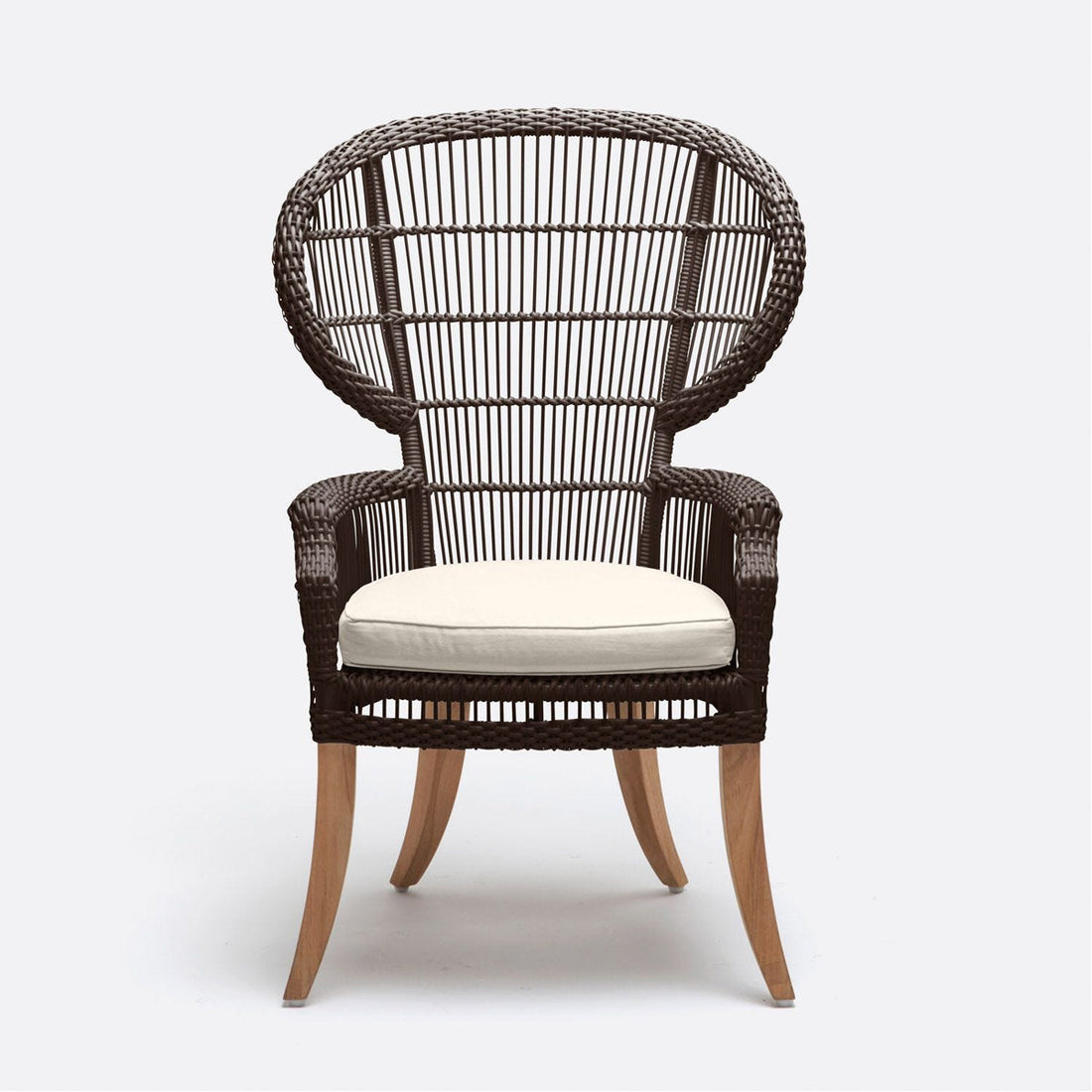 Made Goods Aurora Woven Wingback Outdoor Dining Chair in Garonne Leather