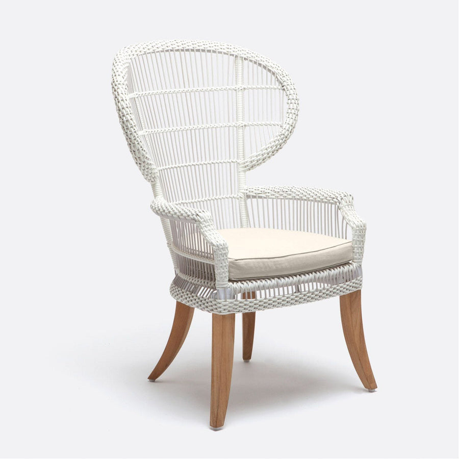 Made Goods Aurora Woven Wingback Outdoor Dining Chair in Garonne Leather