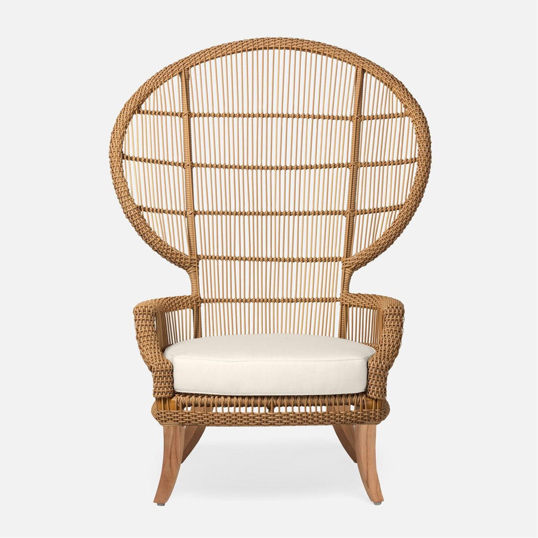 Made Goods Aurora Woven Wingback Outdoor Lounge Chair in Garonne Leather