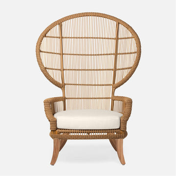 Made Goods Aurora Woven Wingback Outdoor Lounge Chair in Garonne Leather