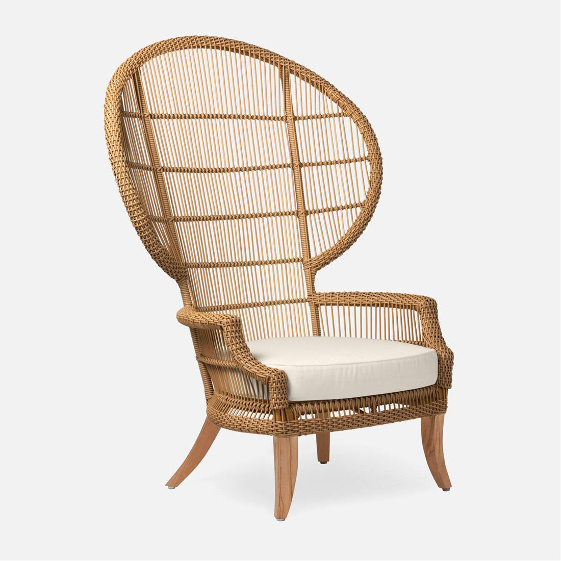 Made Goods Aurora Woven Wingback Outdoor Lounge Chair in Garonne Leather