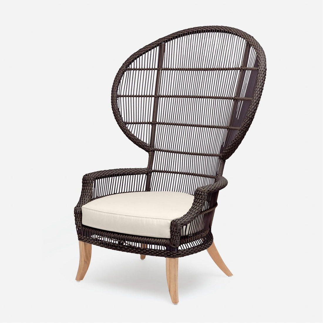 Made Goods Aurora Woven Wingback Outdoor Lounge Chair in Garonne Leather